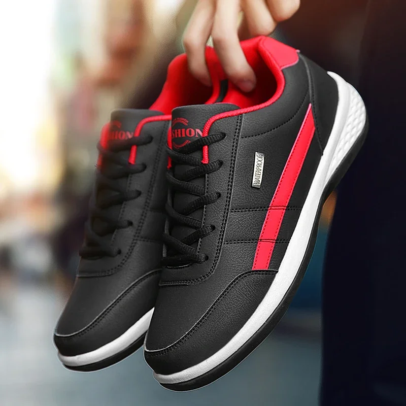 Leather Men Shoes Sneakers Trend Casual Shoe Italian Breathable Leisure Male Sneakers Non-slip Footwear Men Vulcanized Shoes thumbnail 3