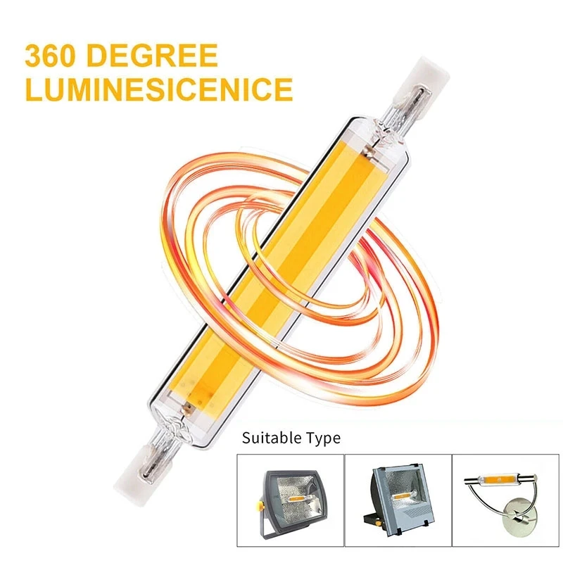 R7S LED Glass Tube 78MM 15W 20W COB Bulb 118MM 30W 40W R7S Corn Lamp J78 J118 AC220V 110V Replace Halogen Light 50W Lampadas thumbnail 4