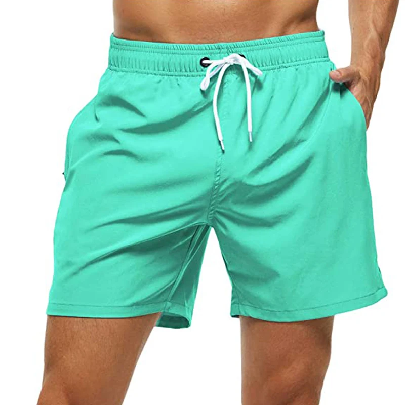 Men's Swim Trunks Quick Dry Beach Shorts, Elastic Closure Swimming Shorts with Zipper Pockets and Mesh Lining thumbnail 4