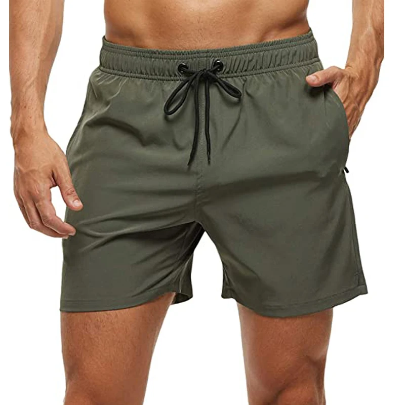 Men's Swim Trunks Quick Dry Beach Shorts, Elastic Closure Swimming Shorts with Zipper Pockets and Mesh Lining thumbnail 2
