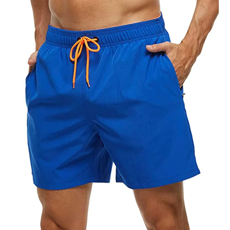 Men's Swim Trunks Quick Dry Beach Shorts, Elastic Closure Swimming Shorts with Zipper Pockets and Mesh Lining thumbnail 6
