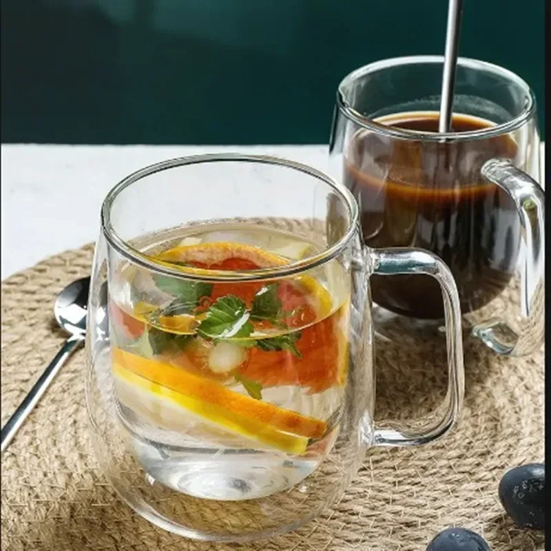 1-6PCS 80-450ML Heat Resistant Double Wall Tea Glass Cup Beer Coffee Handmade Creative Cold Beverage Transparent Drinkware Set thumbnail 2