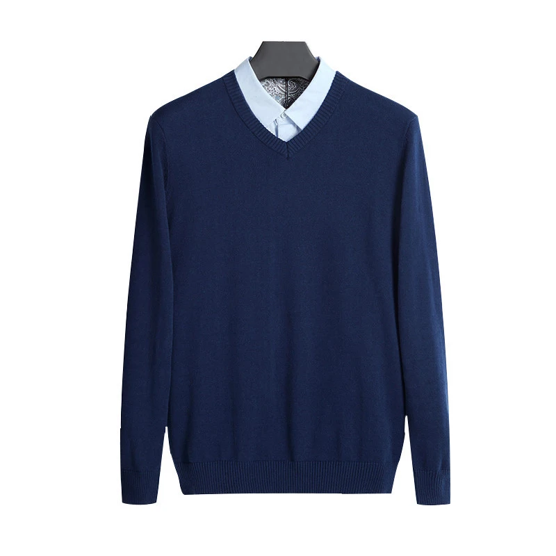 Cotton Sweater Men Long Sleeve Pullovers Outwear Man V Neck Male Sweaters Fashion Brand Loose Fit Knitting Clothing Korean Style thumbnail 5