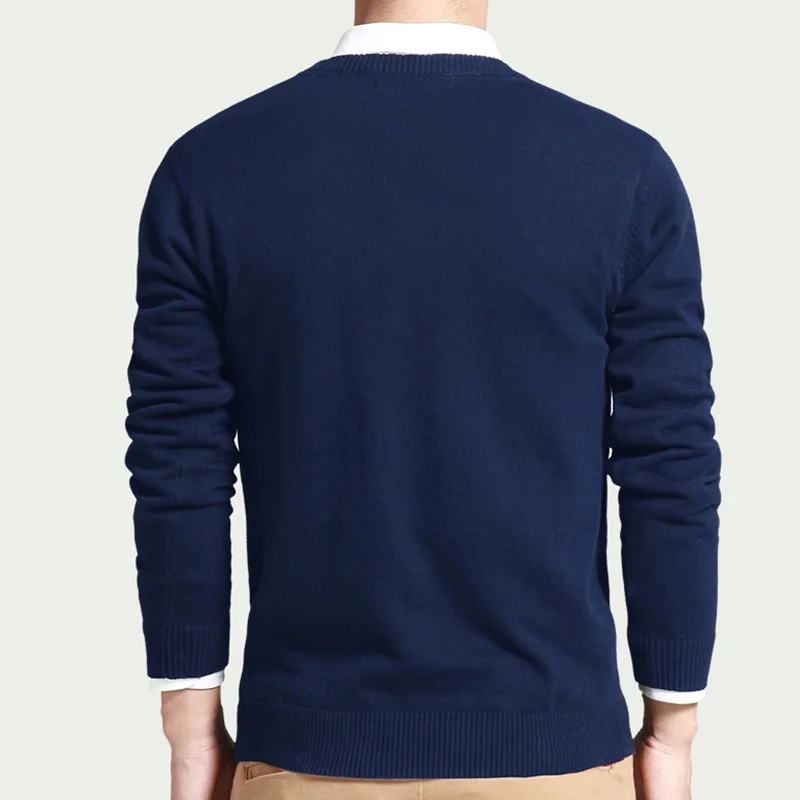 Cotton Sweater Men Long Sleeve Pullovers Outwear Man V Neck Male Sweaters Fashion Brand Loose Fit Knitting Clothing Korean Style thumbnail 4