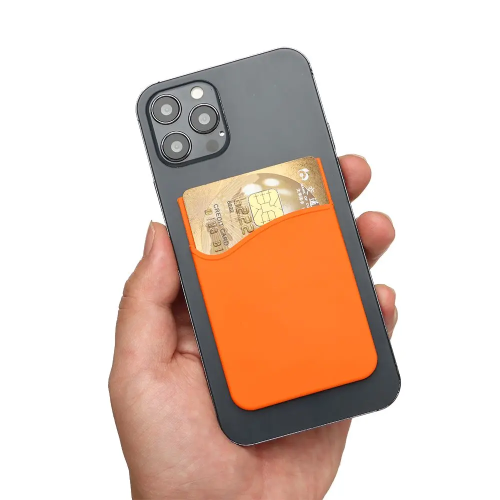 Silicone Phone Card Holder Wallet Case Phone Wallet Stick On Credit Card Holder Phone Pocket for Almost All Cell Phone thumbnail 3