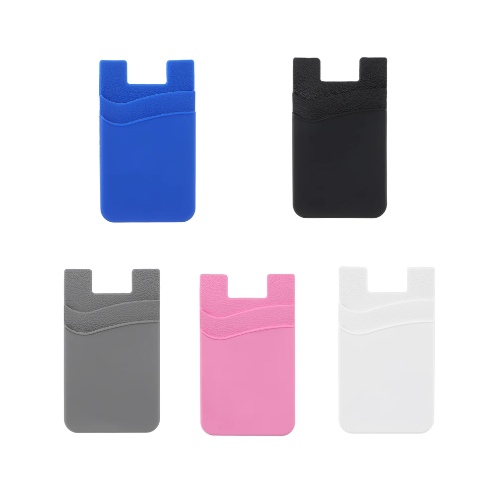 Silicone Phone Card Holder Wallet Case Phone Wallet Stick On Credit Card Holder Phone Pocket for Almost All Cell Phone thumbnail 5