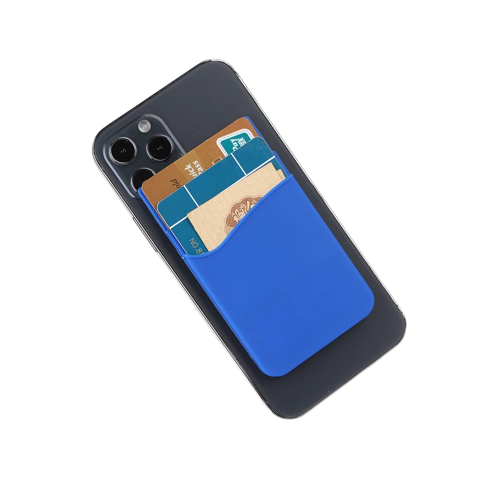 Silicone Phone Card Holder Wallet Case Phone Wallet Stick On Credit Card Holder Phone Pocket for Almost All Cell Phone thumbnail 2