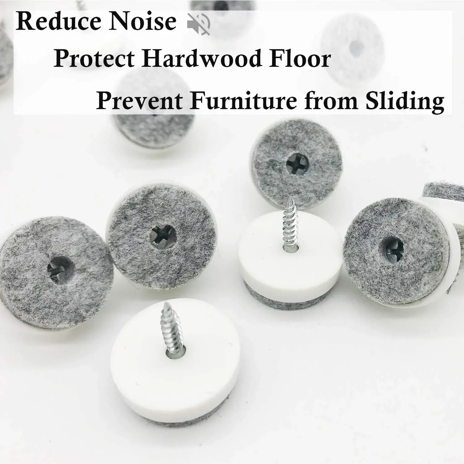20pcs Furniture Glide Screw in Chair Glides Pad with Thick Felt Pads Round Floor Protector For Wooden Table Desk Leg Sofa Feet thumbnail 4