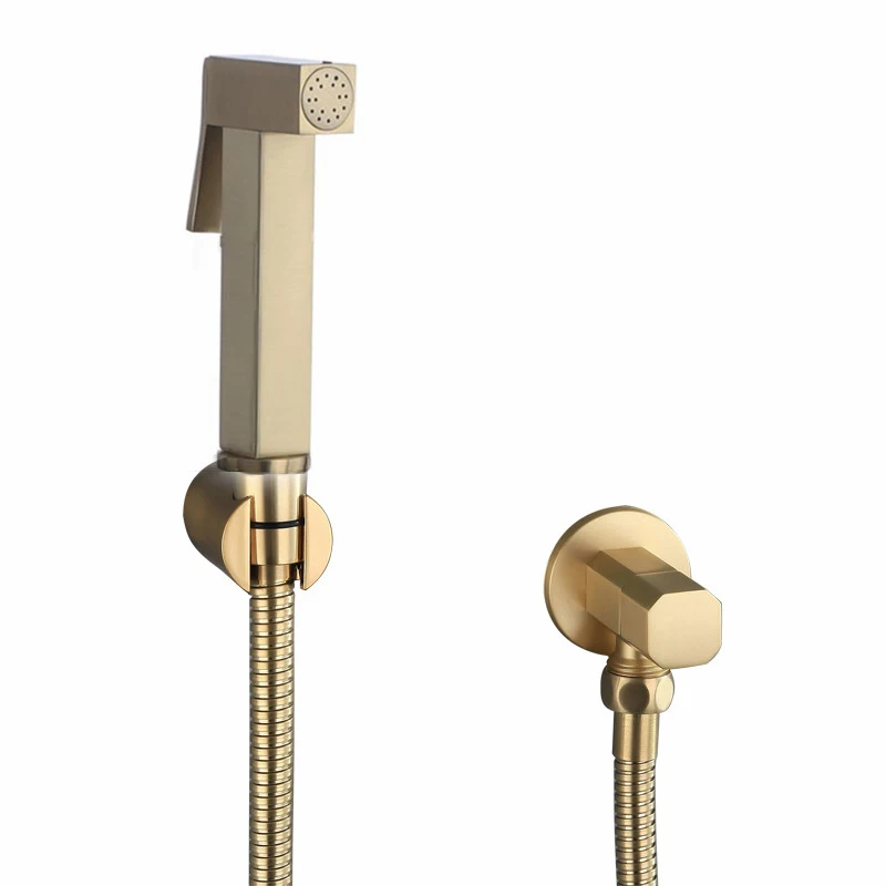 Brushed Gold Douche Kit Hand Held Bidet Sprayer brassToilet Bidet faucet Shattaf Valve Jet Set hygienic shower thumbnail 2