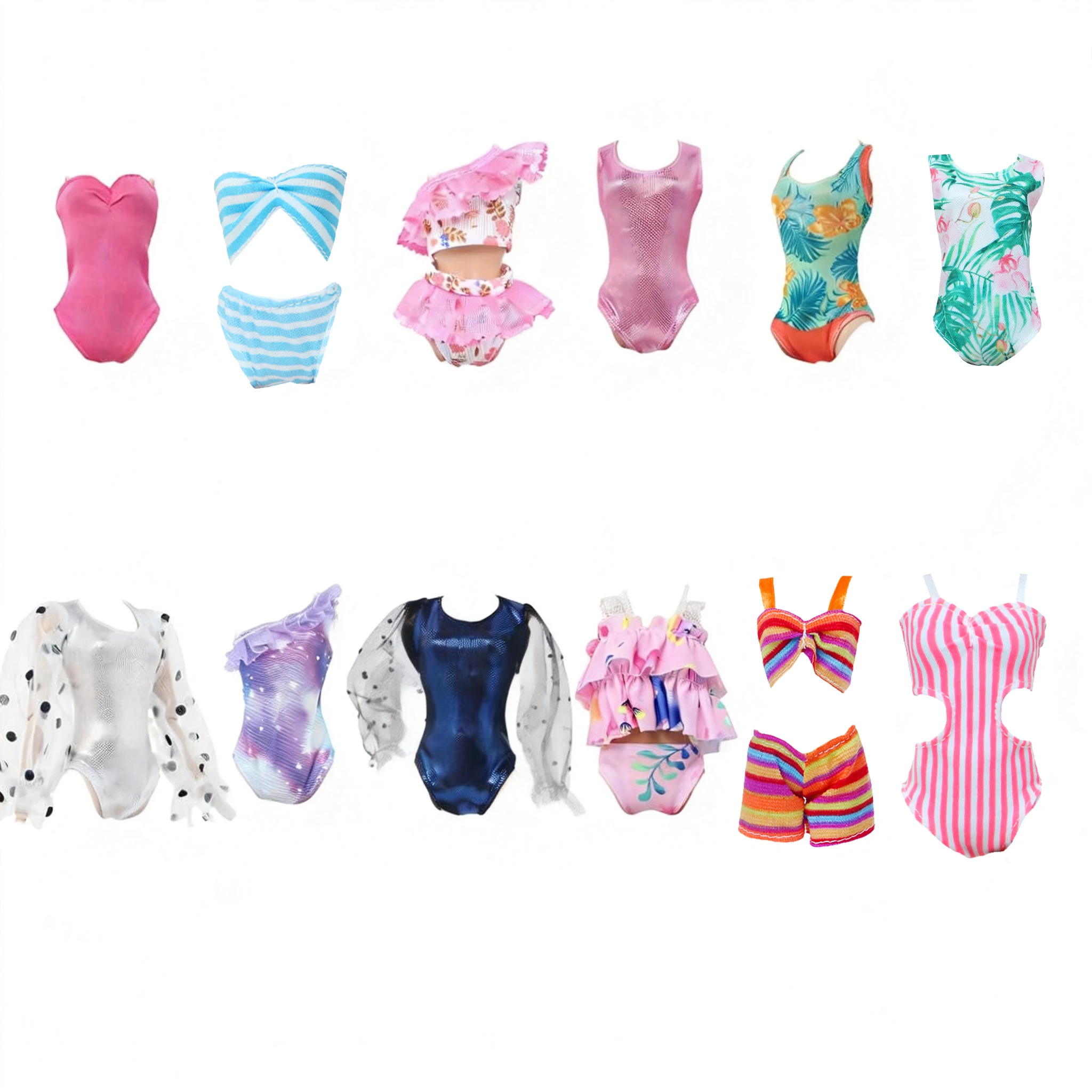 Fashion Doll Swimsuit Bikini Dress Summer Outfit Tops Pants Swimwear Beach Bathing Accessories Clothes for 1/6 Doll Girl Toys