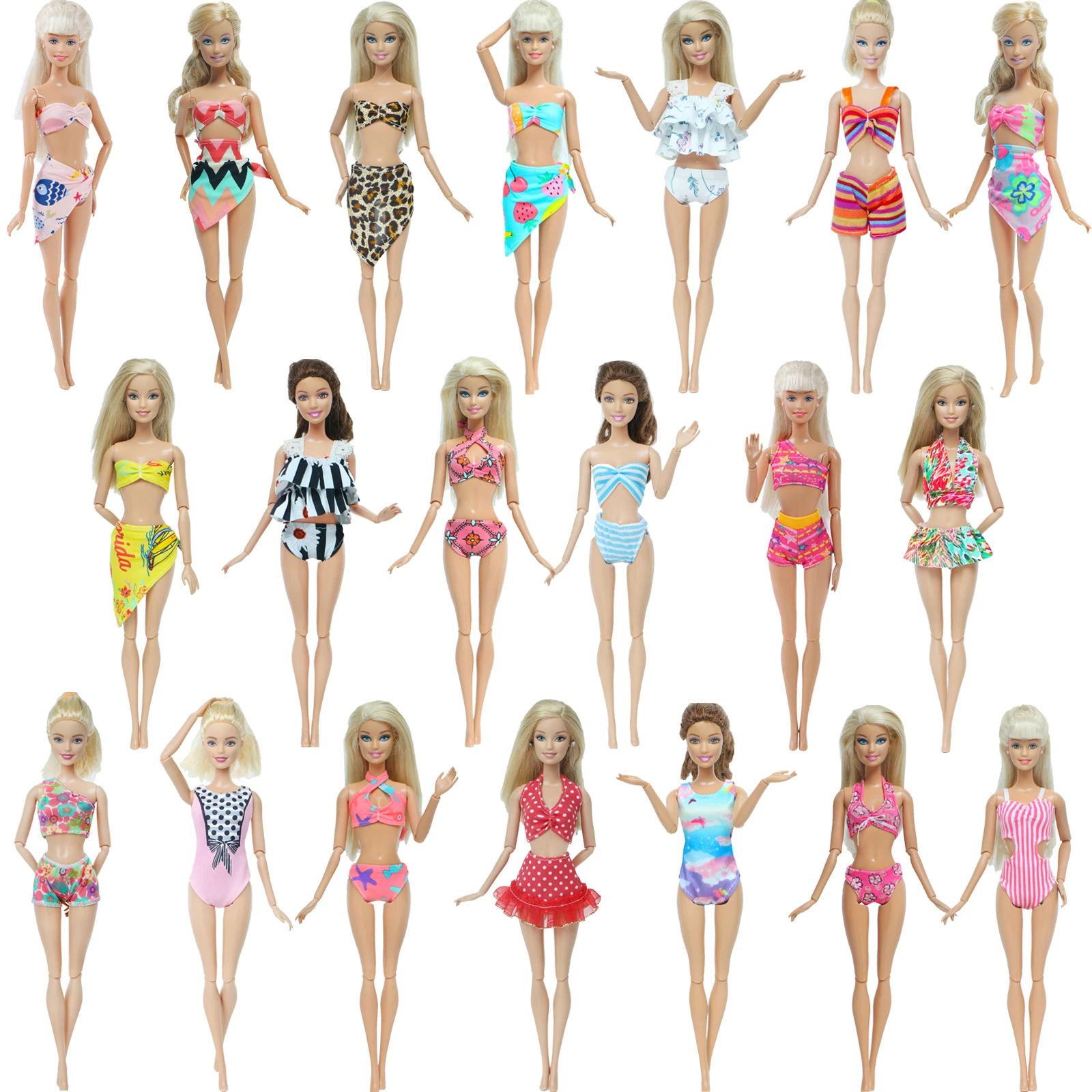 Fashion Doll Swimsuit Bikini Dress Summer Outfit Tops Pants Swimwear Beach Bathing Accessories Clothes for 1/6 Doll Girl Toys thumbnail 2