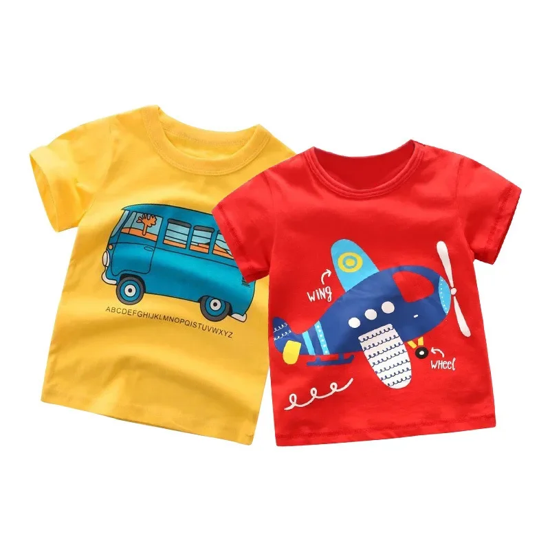 2 3 4 5 7 9 Years Summer Baby Boys Short Sleeve T-shirt Children Kids Cotton Cartoon Tops For Little Boys KF1022 thumbnail 4