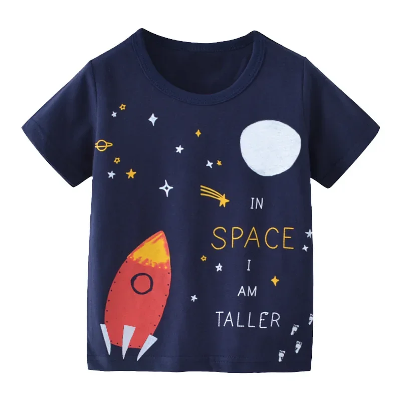 2 3 4 5 7 9 Years Summer Baby Boys Short Sleeve T-shirt Children Kids Cotton Cartoon Tops For Little Boys KF1022 thumbnail 2
