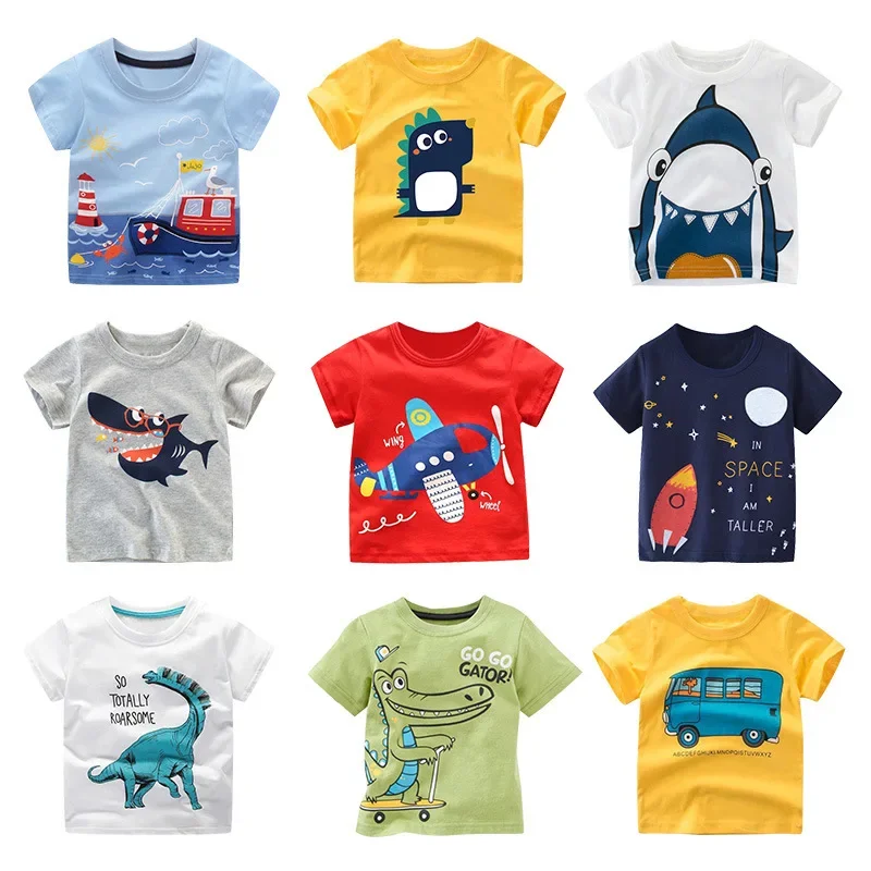 2 3 4 5 7 9 Years Summer Baby Boys Short Sleeve T-shirt Children Kids Cotton Cartoon Tops For Little Boys KF1022 thumbnail 3