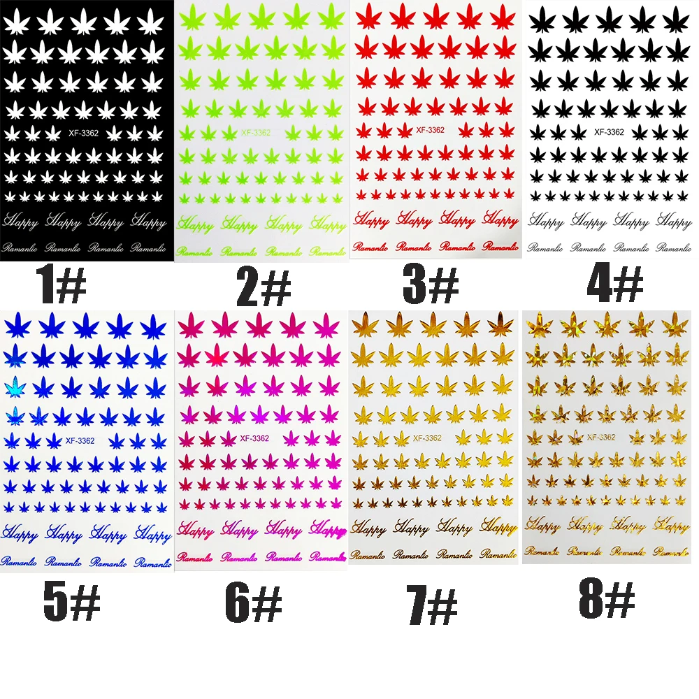 Nail Art 3D Decal Adhesive Stickers Pot Weed Leaf Nails Salon Manicure Decoration thumbnail 4