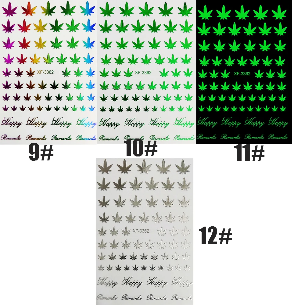 Nail Art 3D Decal Adhesive Stickers Pot Weed Leaf Nails Salon Manicure Decoration thumbnail 5