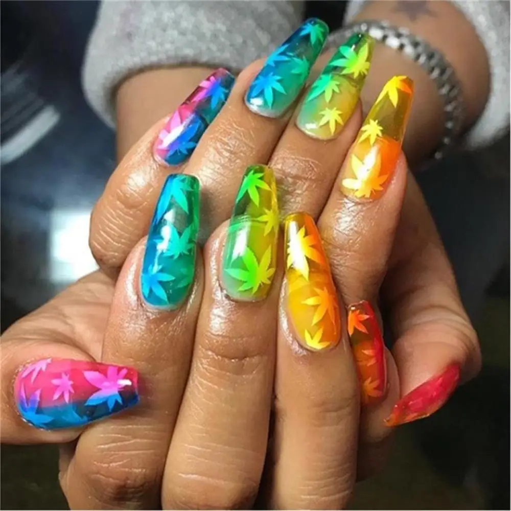 Nail Art 3D Decal Adhesive Stickers Pot Weed Leaf Nails Salon Manicure Decoration thumbnail 2