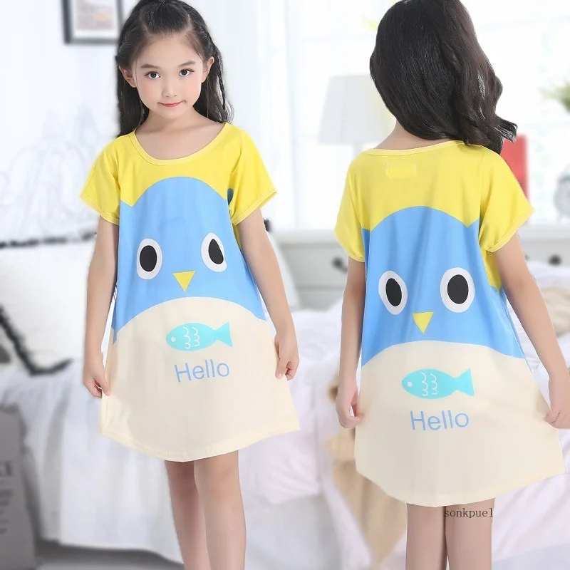 Summer Girl Nightgown Cartoon Pajamas Dress for Kids Teenager Night Dress 3-10 Years Baby Nightdress Cute Children Clothing thumbnail 5