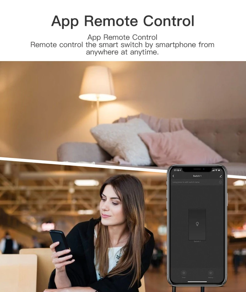 AUBESS Tuya WiFi Smart Switch 16A DIY Breaker Relay Module Smart Home Smart Life App 2 Way Remote Control Via Alexa Google Home thumbnail 3
