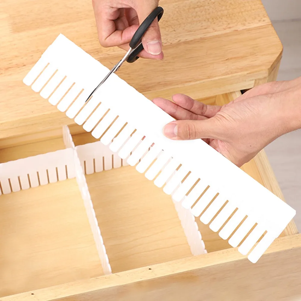 5Pcs Adjustable Drawer Divider DIY Storage Shelves Household Free Combination Partition Board Makeup Sock Underwear Organizer