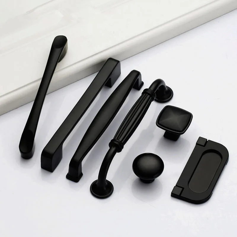 Black Handles for Furniture Cabinet Knobs and Kitchen Drawer Pulls Cupboard  Aluminium Alloy thumbnail 3