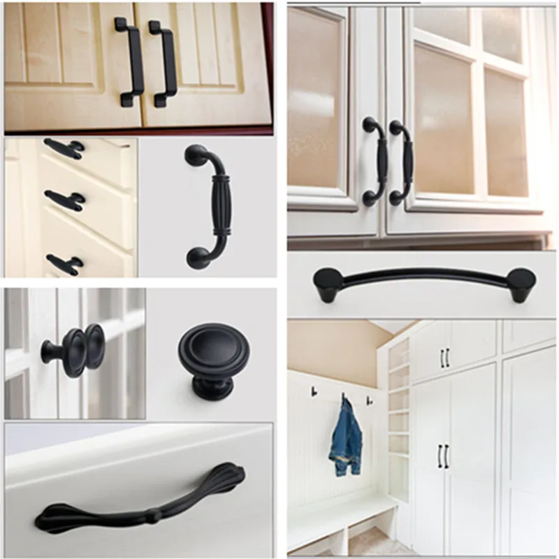 Black Handles for Furniture Cabinet Knobs and Kitchen Drawer Pulls Cupboard  Aluminium Alloy thumbnail 4