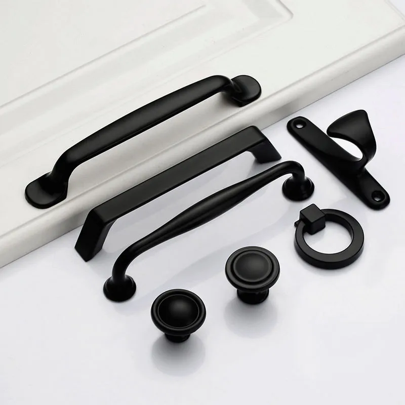 Black Handles for Furniture Cabinet Knobs and Kitchen Drawer Pulls Cupboard  Aluminium Alloy thumbnail 2