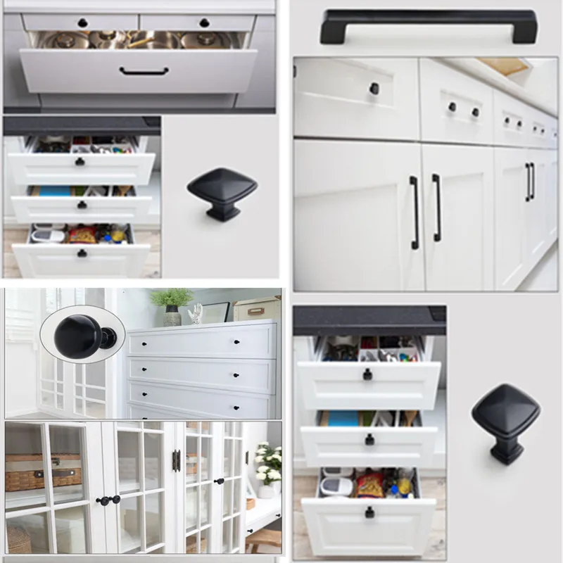Black Handles for Furniture Cabinet Knobs and Kitchen Drawer Pulls Cupboard  Aluminium Alloy thumbnail 5