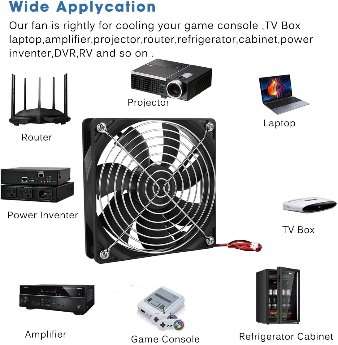 Gdstime120x120x25mm Cooler Axial Fan With Grill 5V 12V 24V 48V Excellent Ventilation 12cm fan For PSU Cabinet Server Workstation thumbnail 2