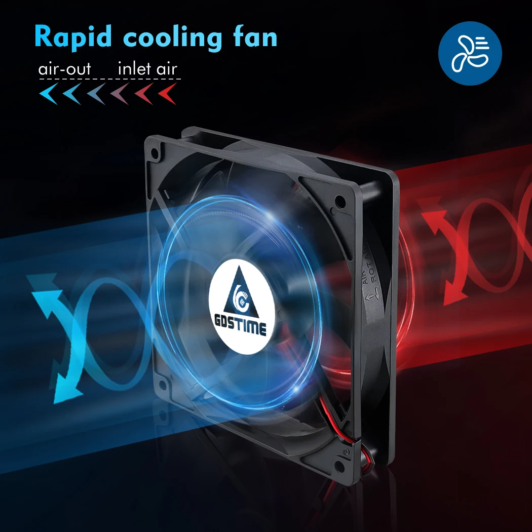 Gdstime120x120x25mm Cooler Axial Fan With Grill 5V 12V 24V 48V Excellent Ventilation 12cm fan For PSU Cabinet Server Workstation thumbnail 5