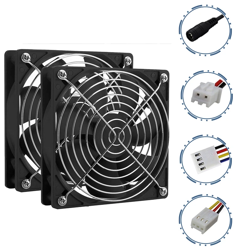 Gdstime120x120x25mm Cooler Axial Fan With Grill 5V 12V 24V 48V Excellent Ventilation 12cm fan For PSU Cabinet Server Workstation thumbnail 3
