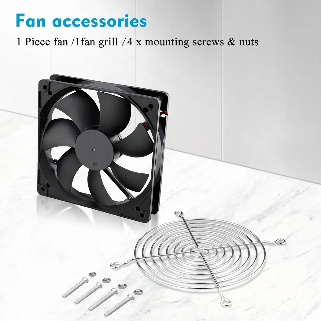 Gdstime120x120x25mm Cooler Axial Fan With Grill 5V 12V 24V 48V Excellent Ventilation 12cm fan For PSU Cabinet Server Workstation thumbnail 4