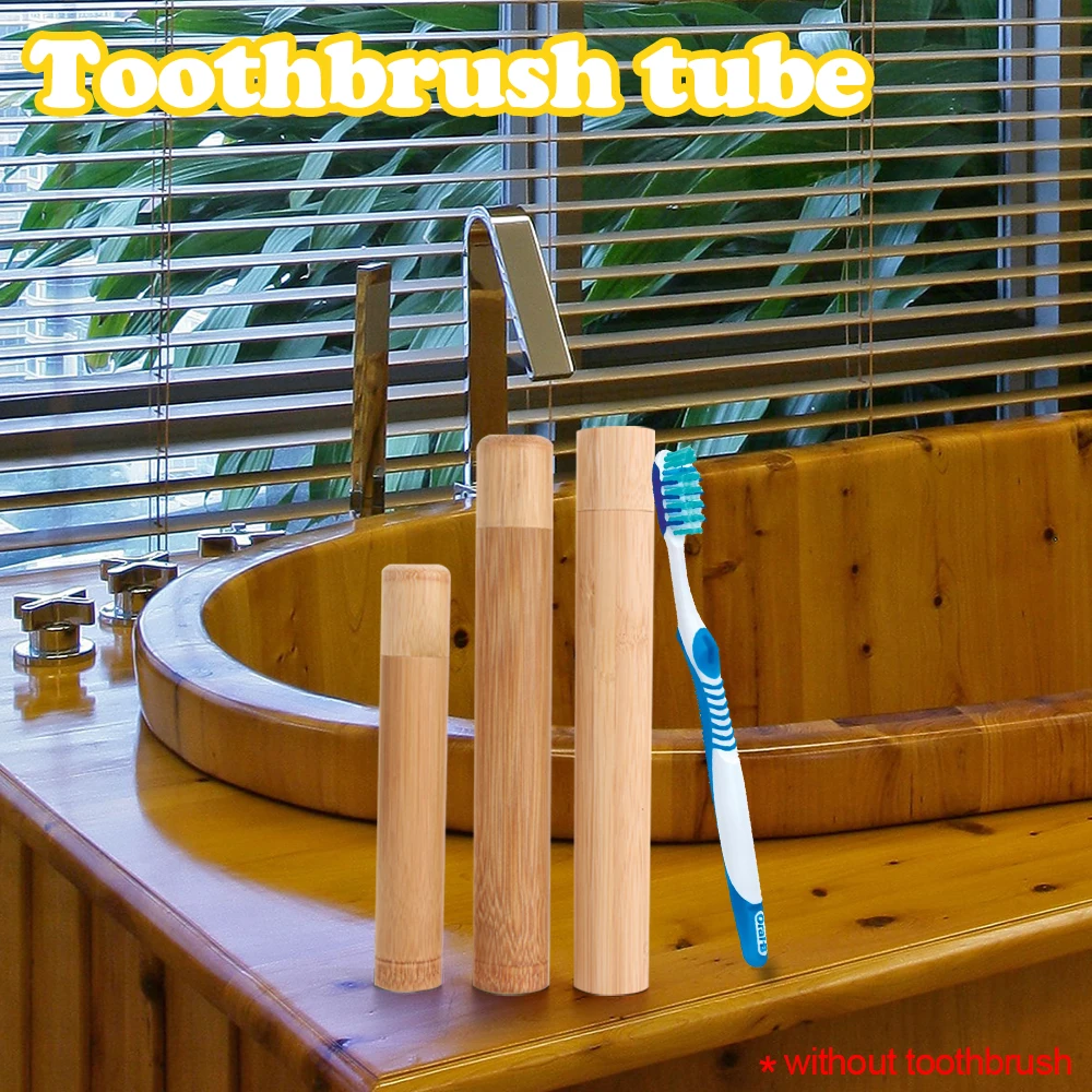 1PC Natural Bamboo Tube Eco-Friendly Toothbrush Case 21cm for Adult Health Oral Hygiene Travel Portable Toothbrush Holder thumbnail 2