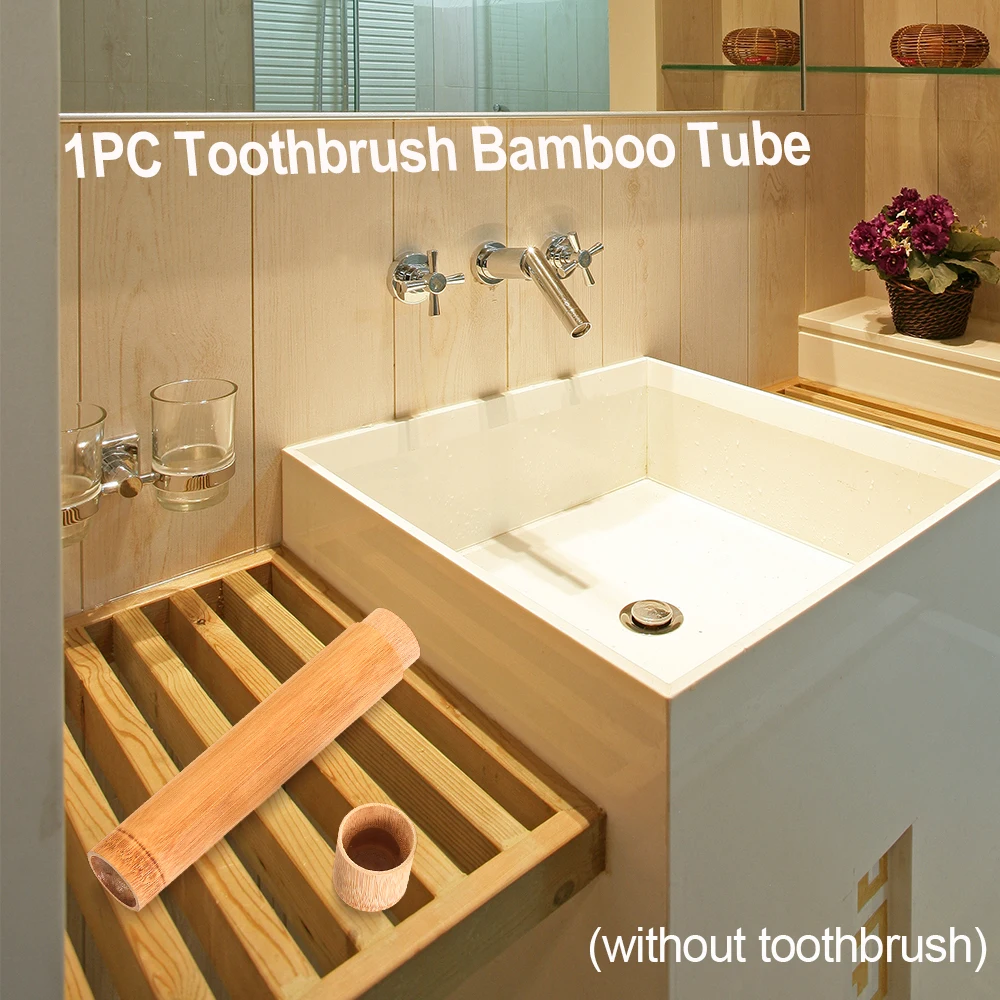 1PC Natural Bamboo Tube Eco-Friendly Toothbrush Case 21cm for Adult Health Oral Hygiene Travel Portable Toothbrush Holder thumbnail 3