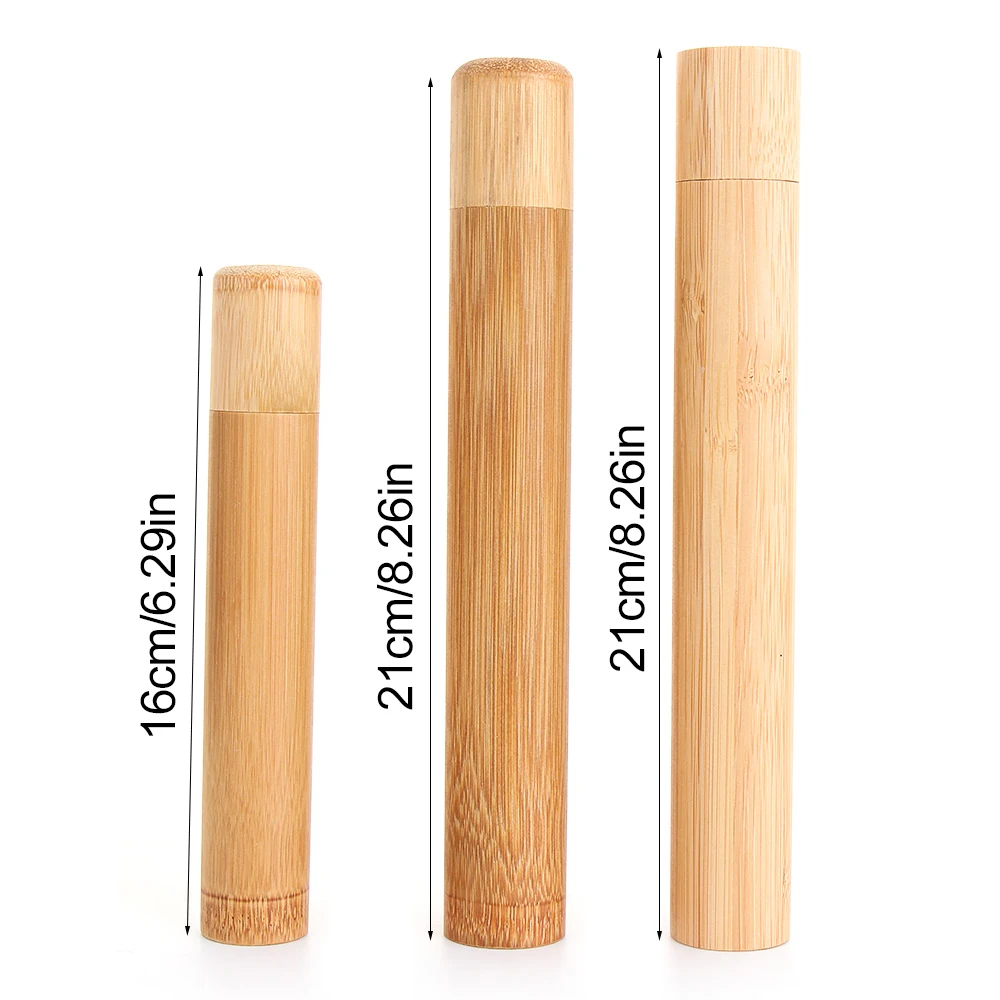 1PC Natural Bamboo Tube Eco-Friendly Toothbrush Case 21cm for Adult Health Oral Hygiene Travel Portable Toothbrush Holder thumbnail 6