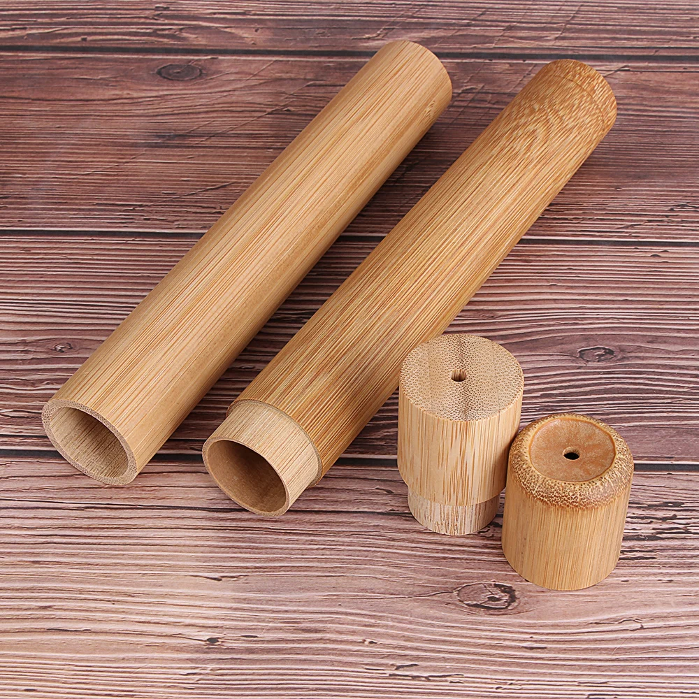 1PC Natural Bamboo Tube Eco-Friendly Toothbrush Case 21cm for Adult Health Oral Hygiene Travel Portable Toothbrush Holder thumbnail 4