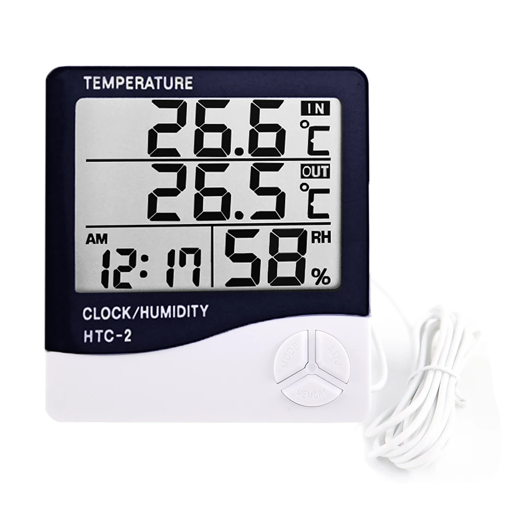 LCD Electronic Digital Temperature Humidity Meter Thermometer Hygrometer Indoor Outdoor Weather Station Clock HTC-1 HTC-2 thumbnail 3