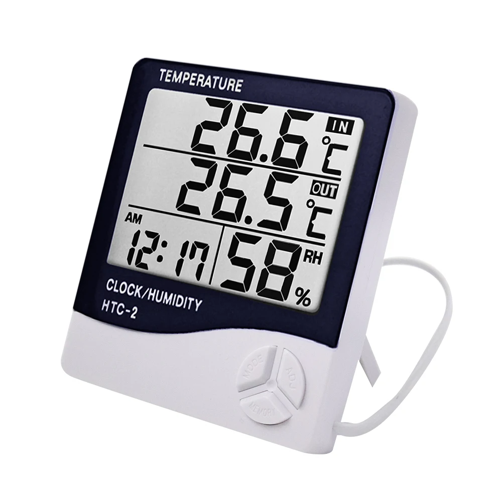 LCD Electronic Digital Temperature Humidity Meter Thermometer Hygrometer Indoor Outdoor Weather Station Clock HTC-1 HTC-2 thumbnail 4