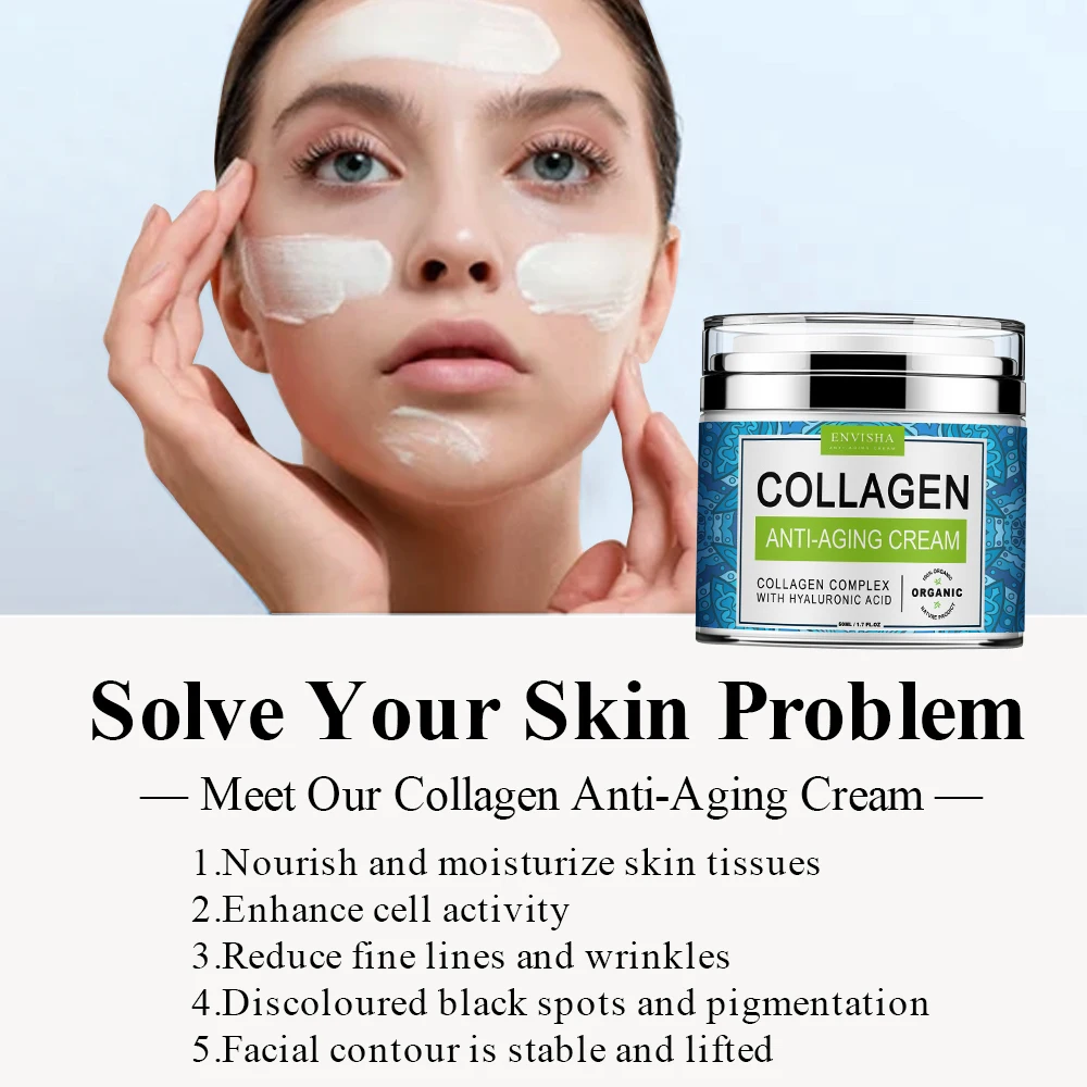 ENVISHA Face Cream Collagen Hyaluronic Acid Skin Care Anti-Wrinkle Moisturizing Anti-Aging Night Shrink Pores Whitening Smooth thumbnail 5