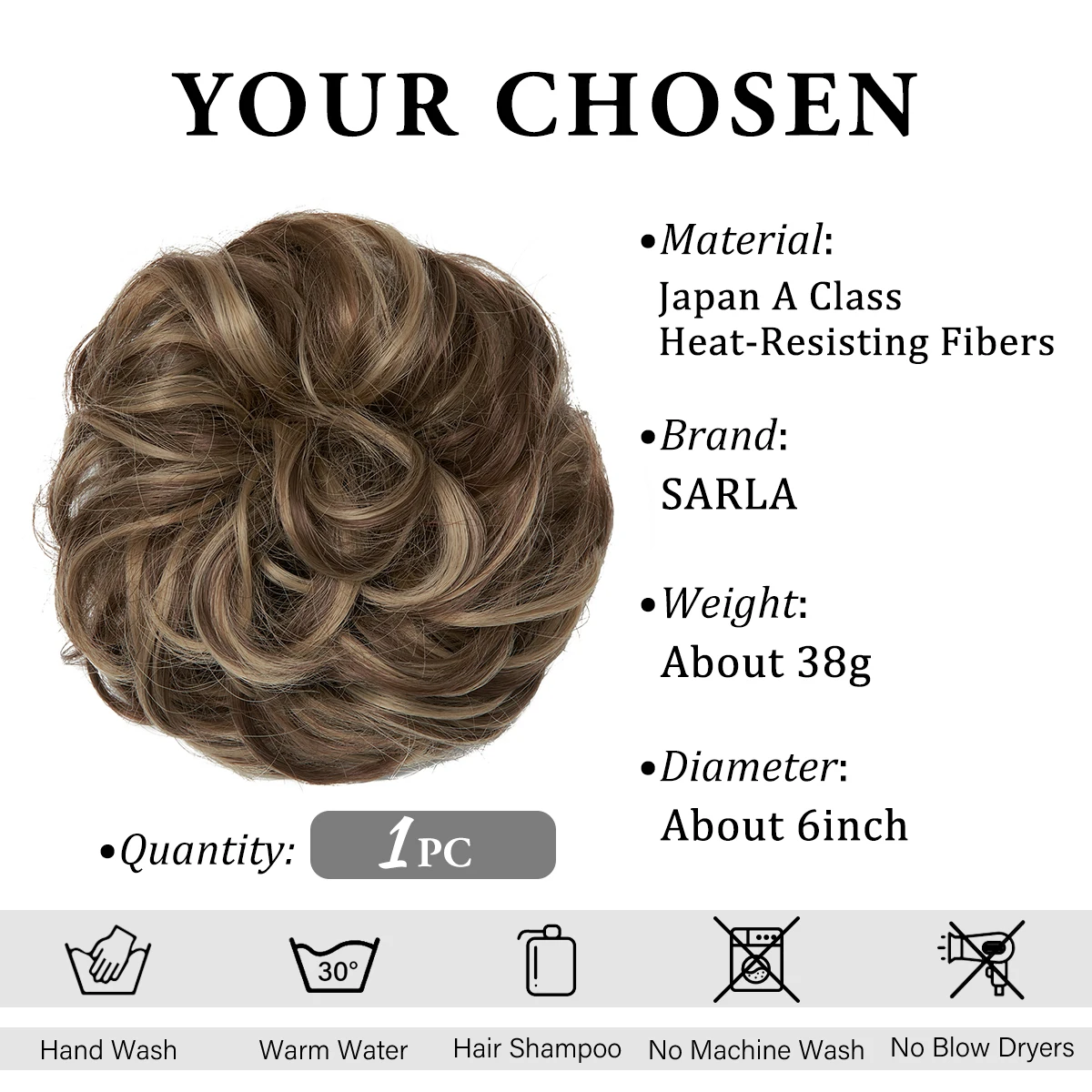 Synthetic Hair Bun Extensions Messy Curly Elastic Hair Scrunchies Hairpieces Synthetic Chignon Donut Updo Hair Pieces for Women thumbnail 2