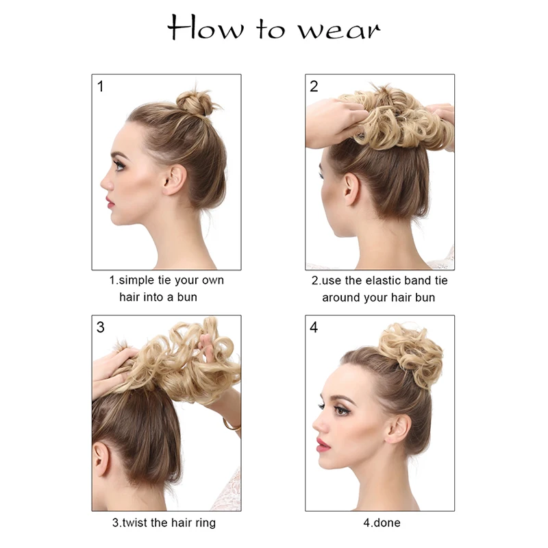 Synthetic Hair Bun Extensions Messy Curly Elastic Hair Scrunchies Hairpieces Synthetic Chignon Donut Updo Hair Pieces for Women thumbnail 6
