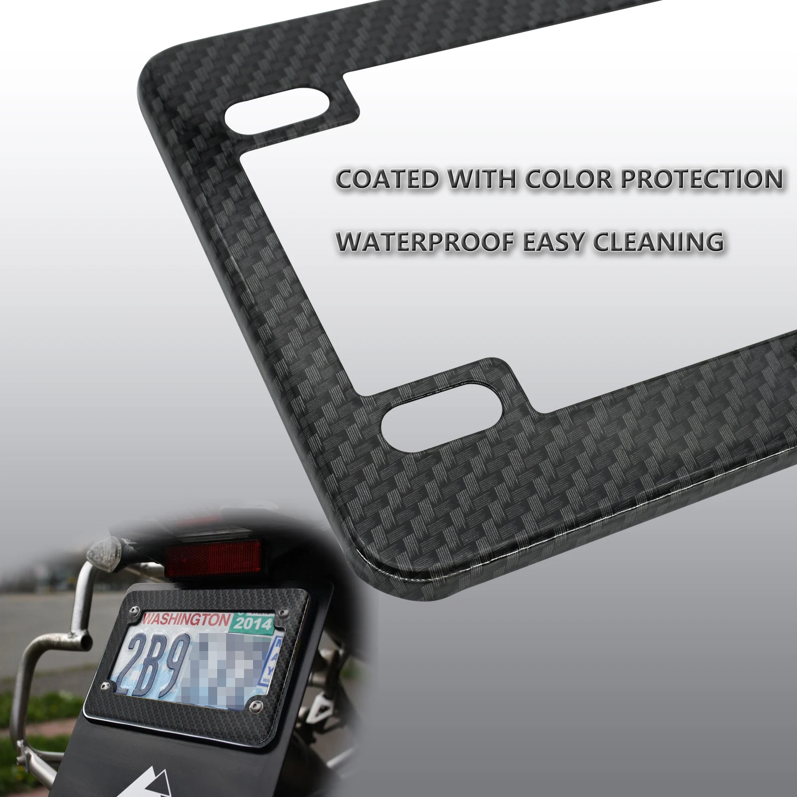 Racing JDM Style Universal Motorcycle License Plate Frame Carbon Fiber Aluminium Tag Cover Protector Set Holder For Honda Yamaha thumbnail 3