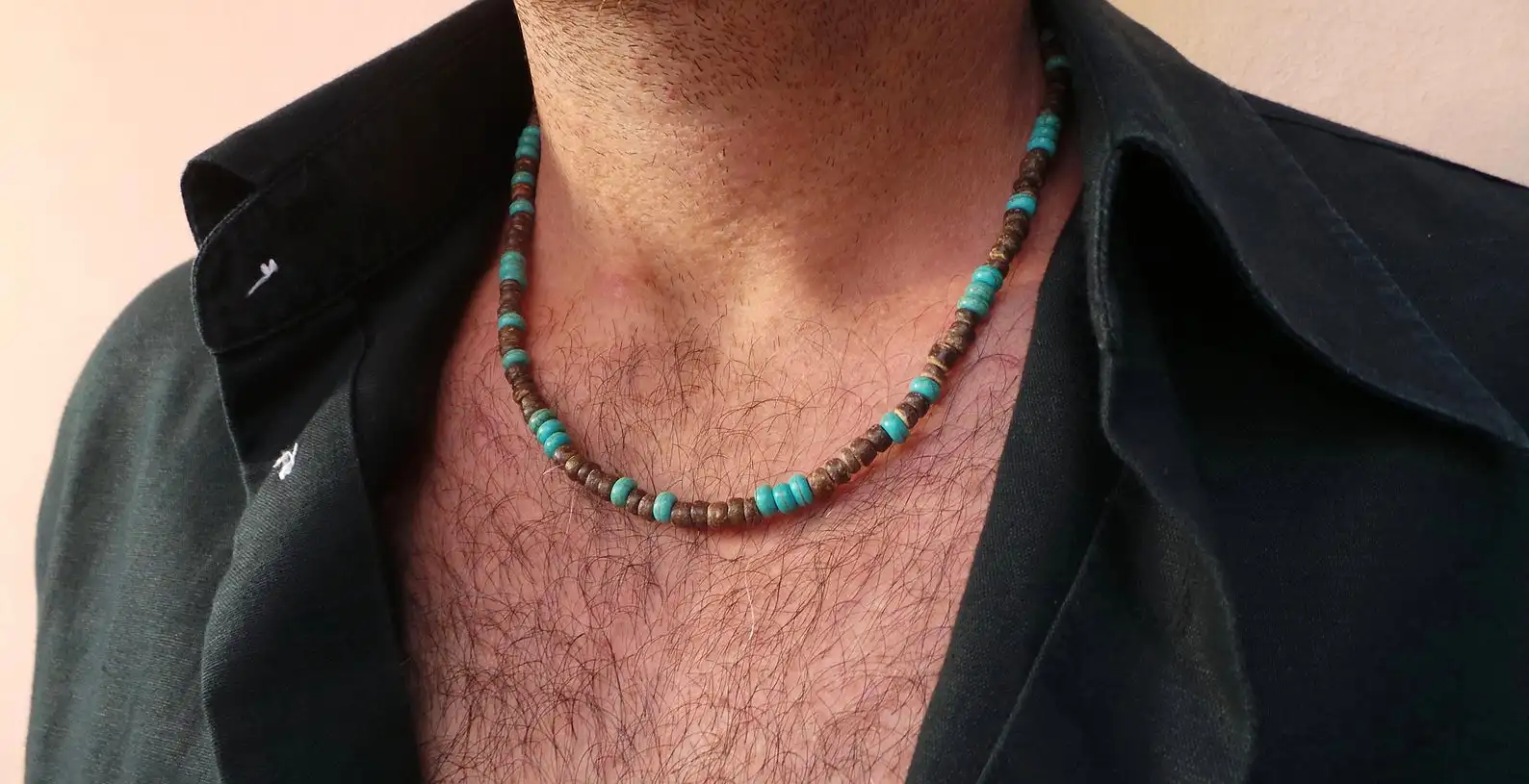 Men's African necklace, Men african Beaded jewelry, Surfer necklace Gifts for men, Wooden Beach Necklace thumbnail 5