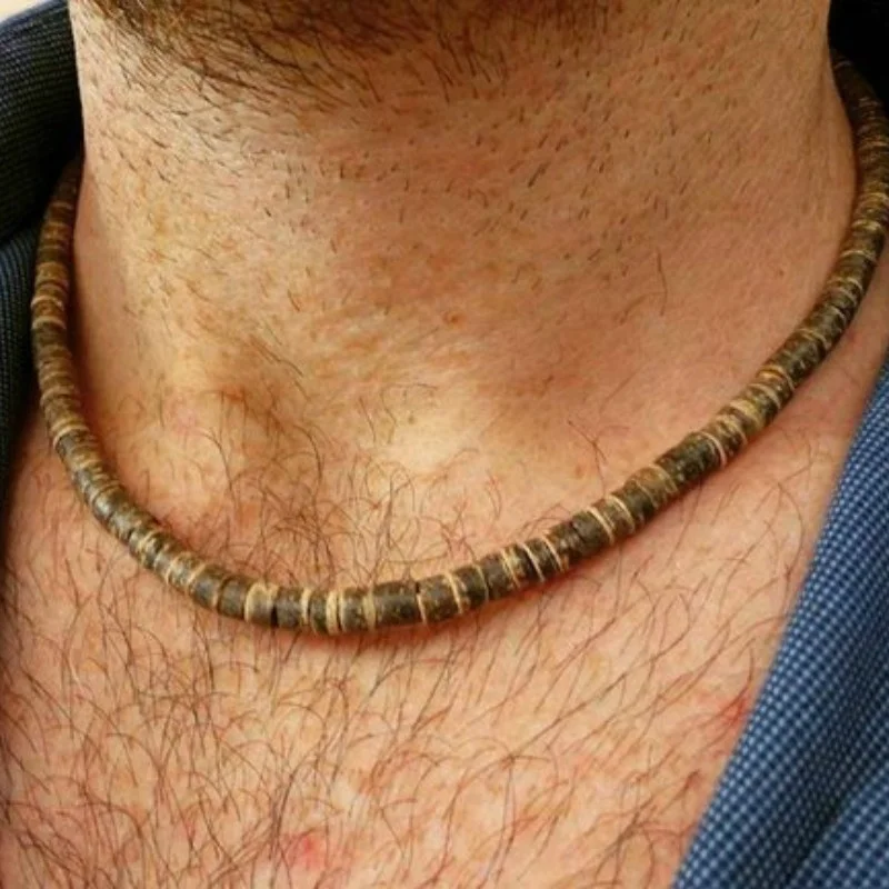Men's African necklace, Men african Beaded jewelry, Surfer necklace Gifts for men, Wooden Beach Necklace thumbnail 3