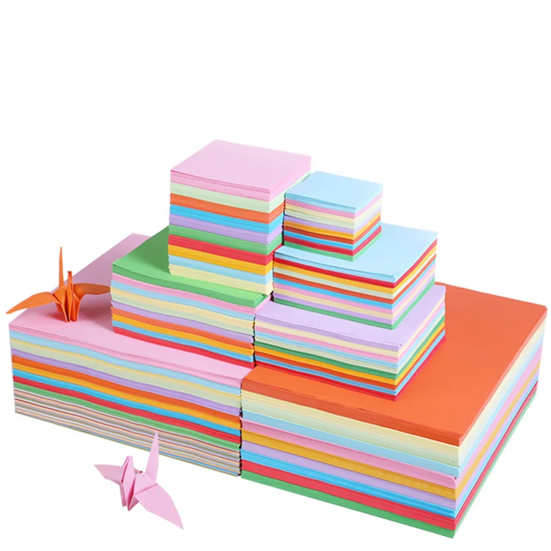 100pcs Square Origami Paper Double Sides Solid Color Folding Paper Multicolor Kids Handmade DIY Scrapbooking Craft Decor thumbnail 2