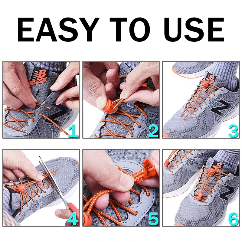 1 Pair 22 Colors Elastic Shoelaces Round Locking No Tie Shoe Laces Kids Adult Quick Lazy Laces Rubber Sneakers Shoelace T1 thumbnail 5