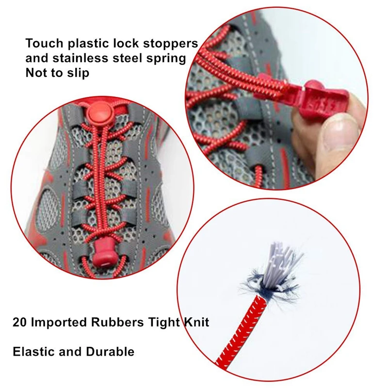 1 Pair 22 Colors Elastic Shoelaces Round Locking No Tie Shoe Laces Kids Adult Quick Lazy Laces Rubber Sneakers Shoelace T1 thumbnail 3