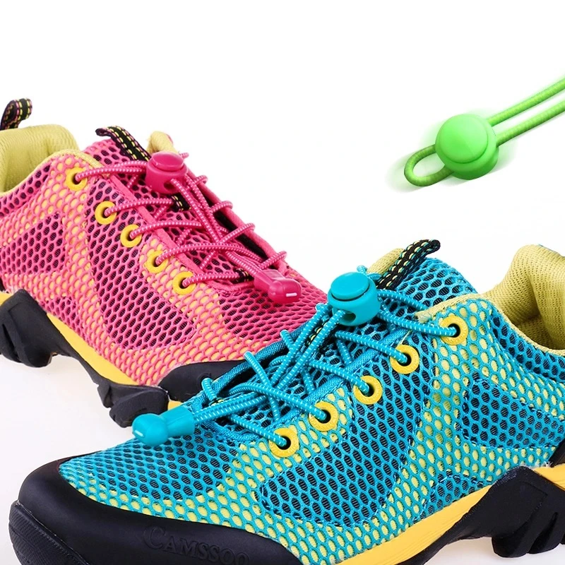 1 Pair 22 Colors Elastic Shoelaces Round Locking No Tie Shoe Laces Kids Adult Quick Lazy Laces Rubber Sneakers Shoelace T1 thumbnail 2