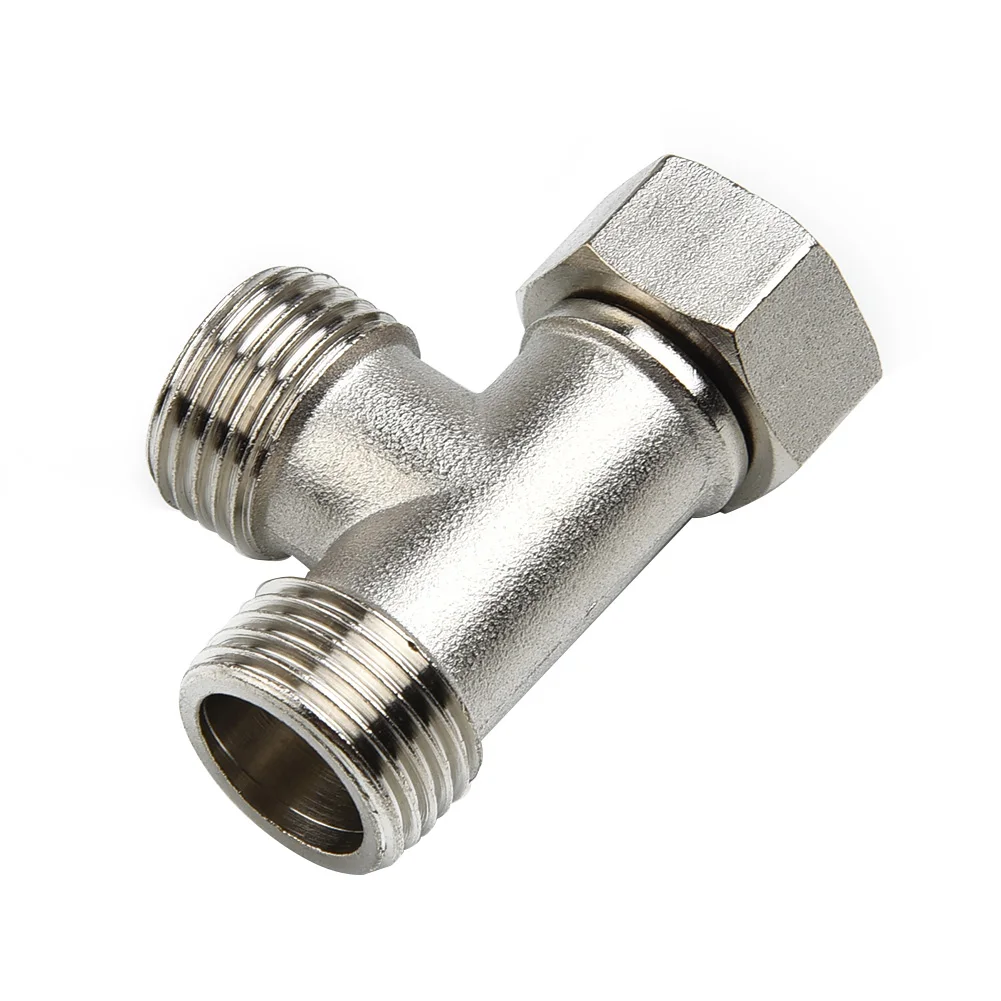 T-shaped G1/2" Shower Three-way Connector Adapter Adjustable Water Diverter Valve Toilet Bidet Water Separator Faucet Splitter thumbnail 5