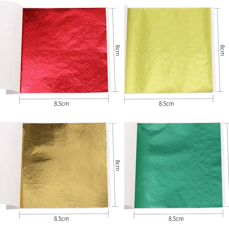100pcs/10colors sheet  Pink Gold Leaf Imitation Sliver Foil Papers DIY Art Crafts Design packaging material Food decoration thumbnail 2